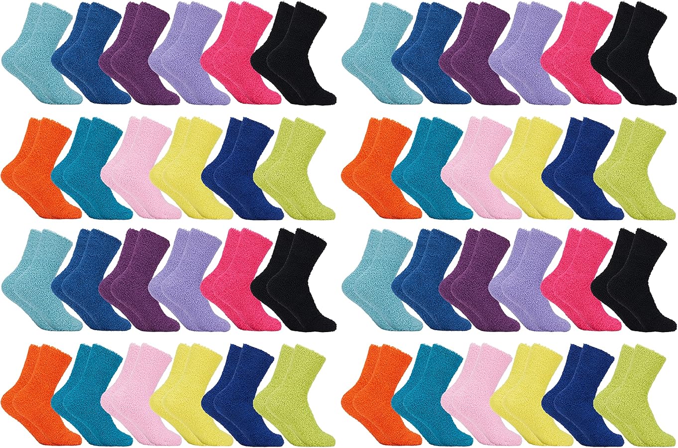 Yacht & Smith 48 Pairs Mens and Womens Wholesale Bulk Warm And Cozy Fuzzy Socks, Colorful Winter Sock, Size 9-11