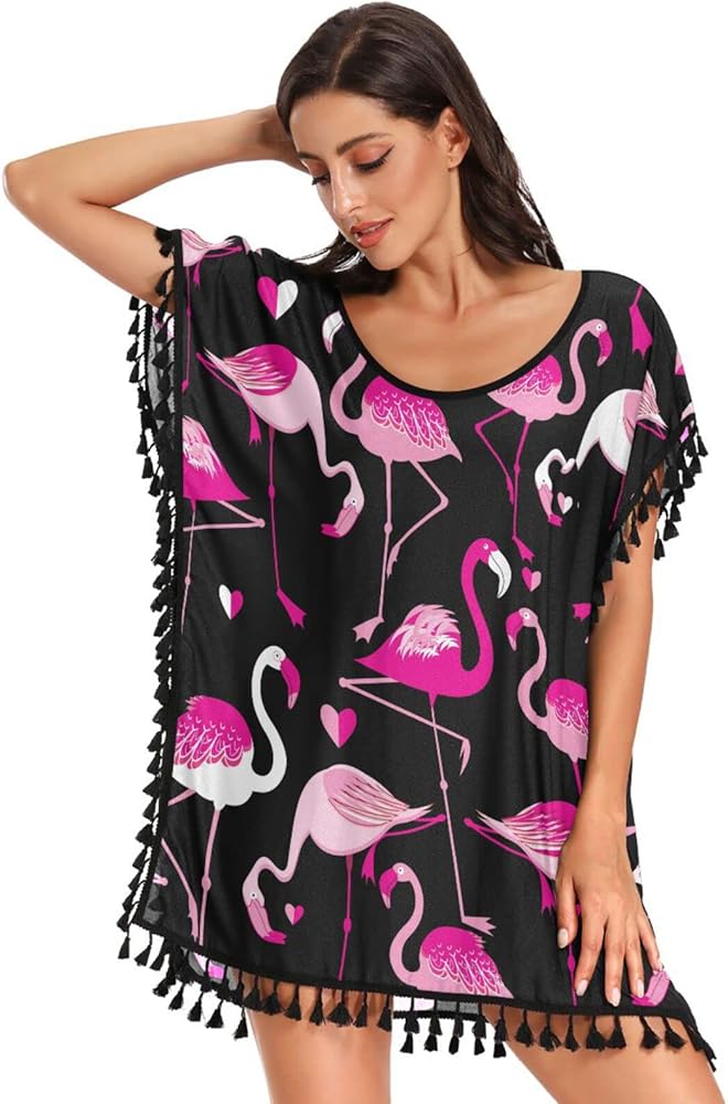 Pink Flamingos Swimsuit Coverup for Women Lightweight Womens Swimsuit Cover Up for Swimwear Bikini Beach Dress,S