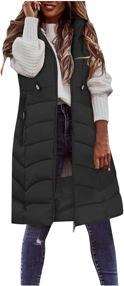 Black of Friday Deals 2023 Long Puffer Vest Women Plus Size Puffer Jacket With Hood Long Vest for Women Sleeveless Puffer Down Coats Cyber of Monday Deals 2023 Lightning Deals of Today My Orders