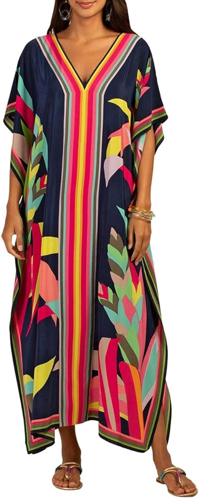 Bsubseach Kaftan Dresses for Women Plus Size Beach Cover Up Caftan Dress Swimsuit Coverup Resort Wear