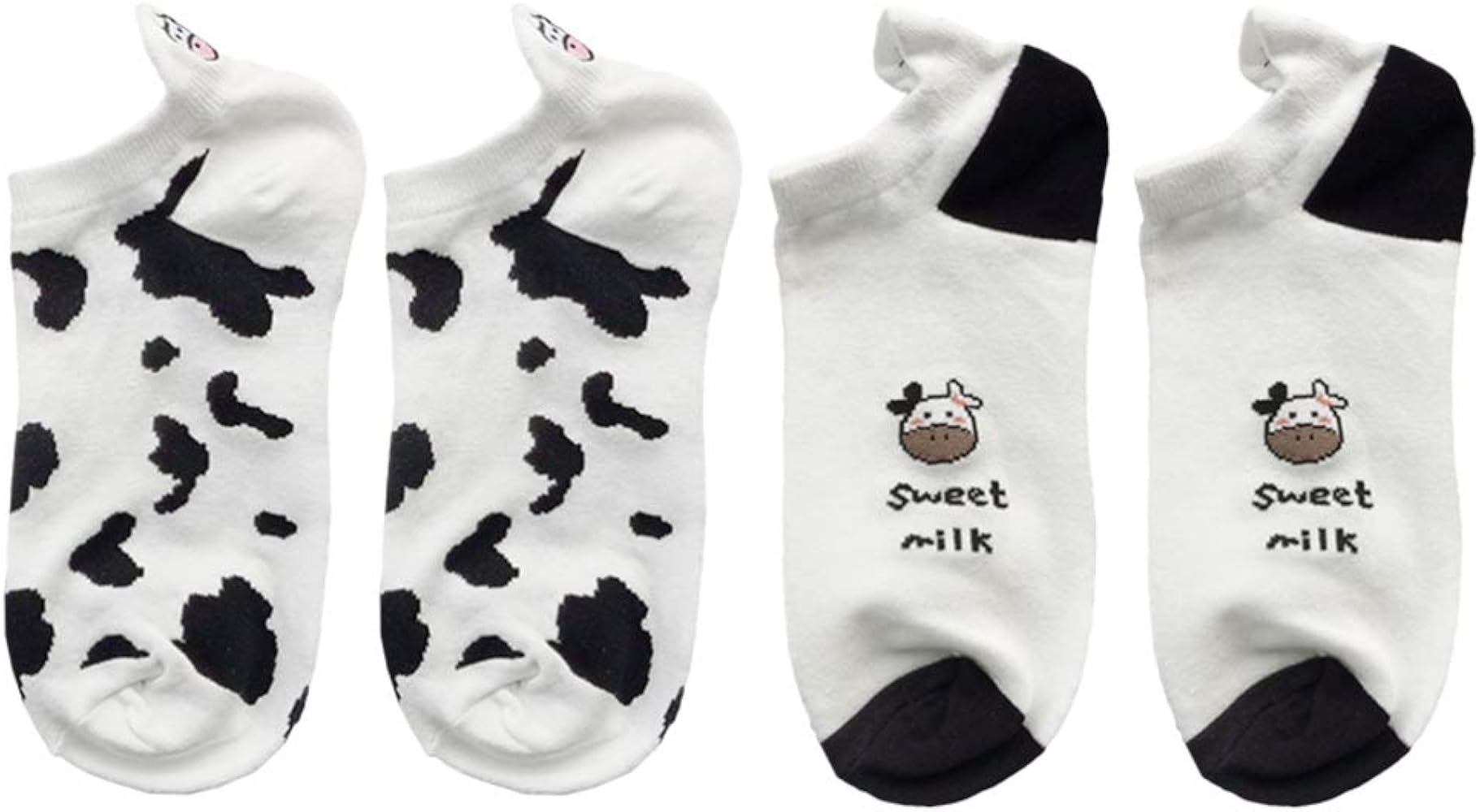 KESYOO 2 Pairs Cow Pattern Short Socks Crew Socks Creative Printing Socks Anklet Sock Casual Socks for Women