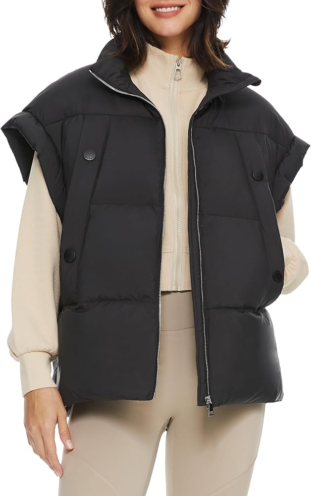 Orolay Women's Puffer Down Vest Oversized Warm Sleeveless Jacket Fashion Quilted Outerwear Gilet with Stand Collar