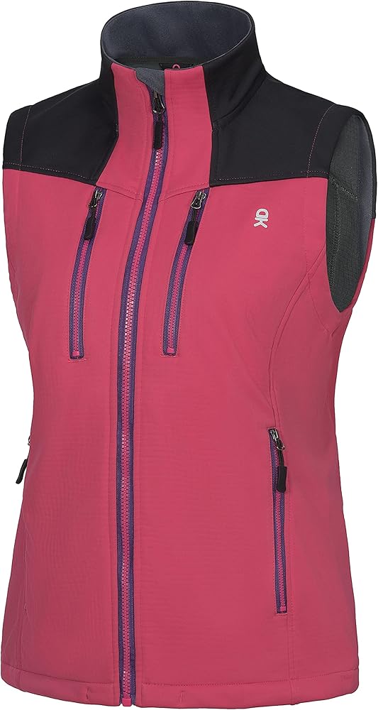 Little Donkey Andy Women's Fleece Lined Vest,Lightweight Softshell Sleeveless Jacket for Running Hiking Golf