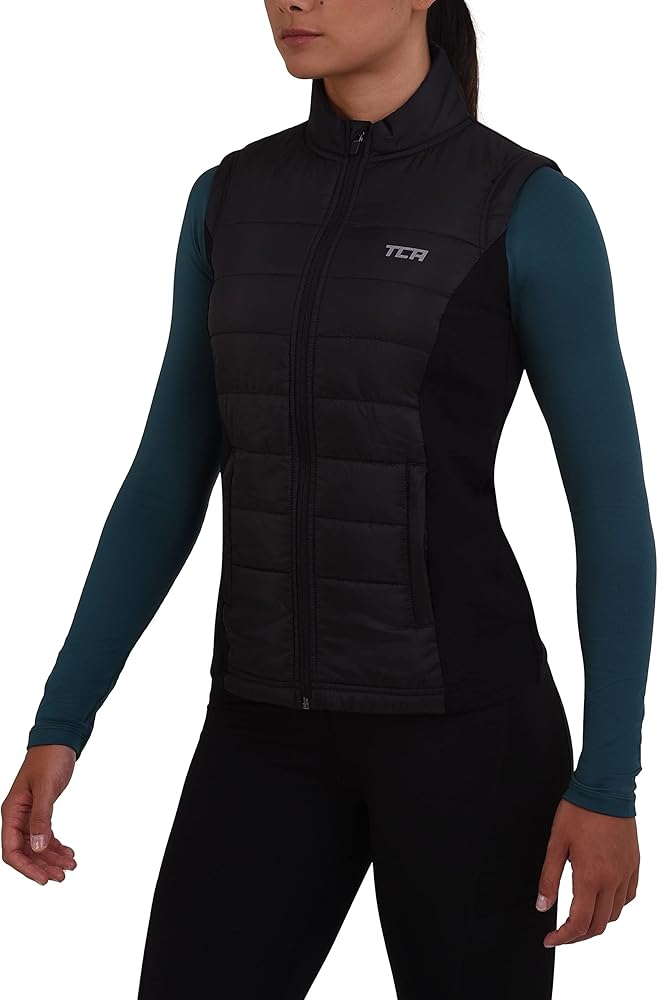 TCA Women's Excel Runner Walking Hiking Lightweight Thermal Padded Vest with Zip Pockets