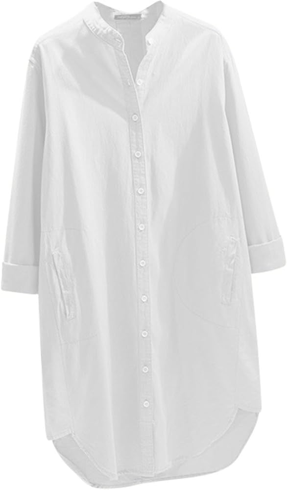 2024 Oversized Linen Shirts for Womens 3/4 Sleeve V-Neck 2024 Casual Button Up Sexy Blouses Lapel Collar Comfort Tops