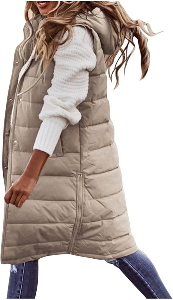 Quilted Vest Ladies Sleeveless Ladies Hooded Down Vest Coat Winter Thick Vest Jacket