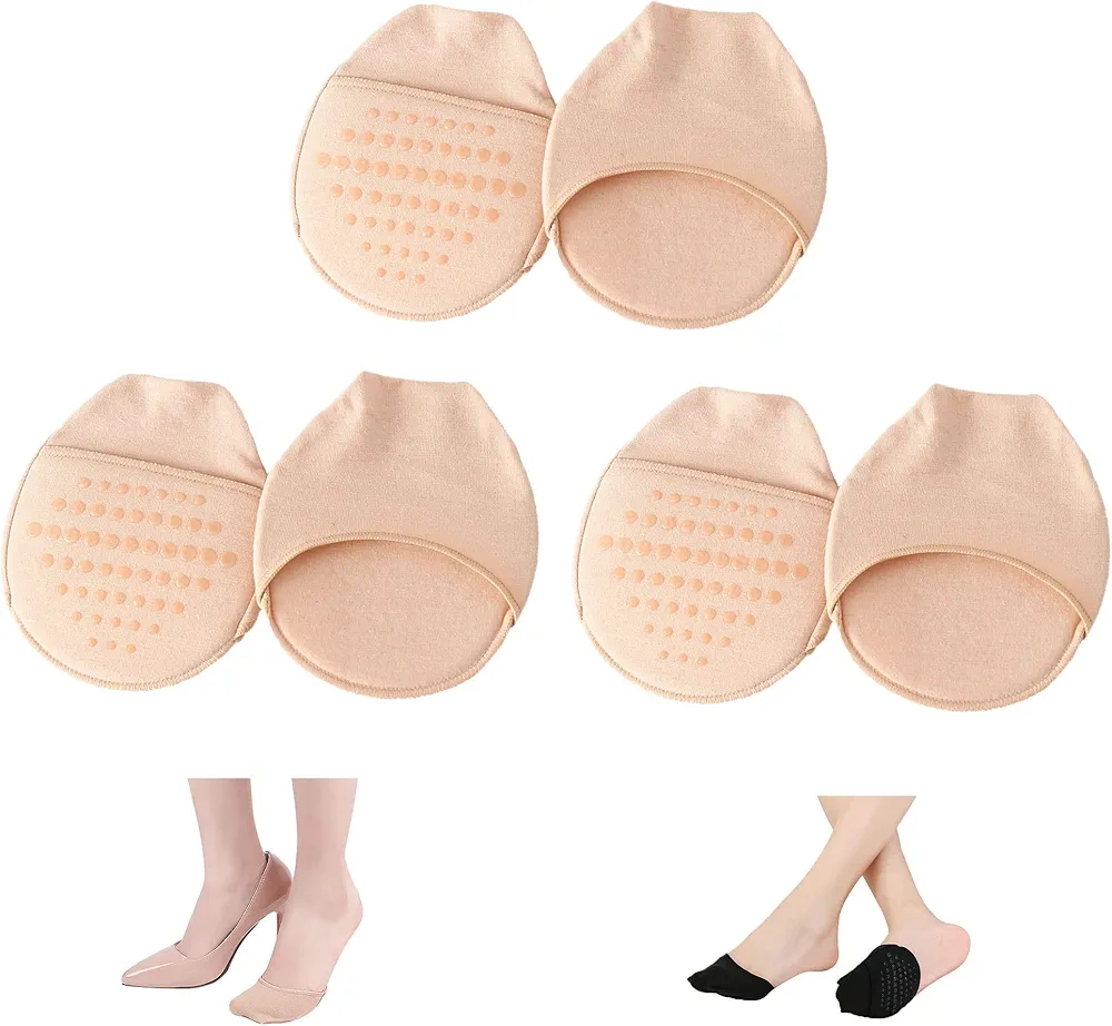 Ball of Foot Cushion Socks Women's Toe Cover with Padding Toe Topper Liner Socks No Show Half Socks with Sponge Cushion