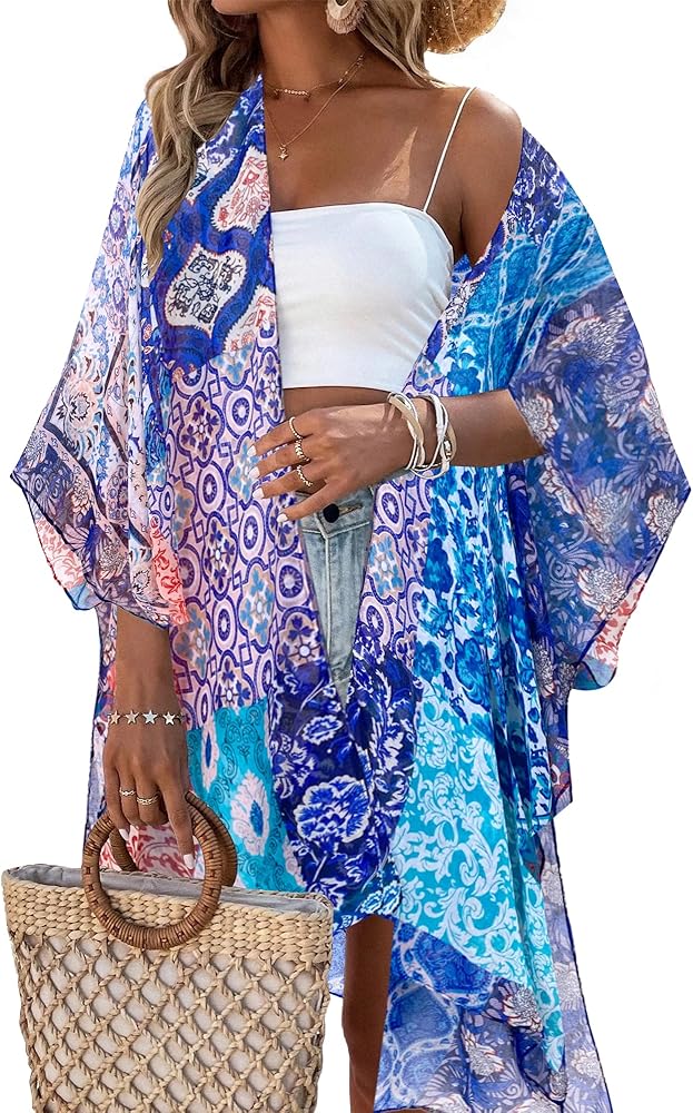 Beautiful Nomad Women's Kimono Swimsuit Coverups Beach Floral Casual Cardigan Bathing Suit Cover Up for Summer Swimwear