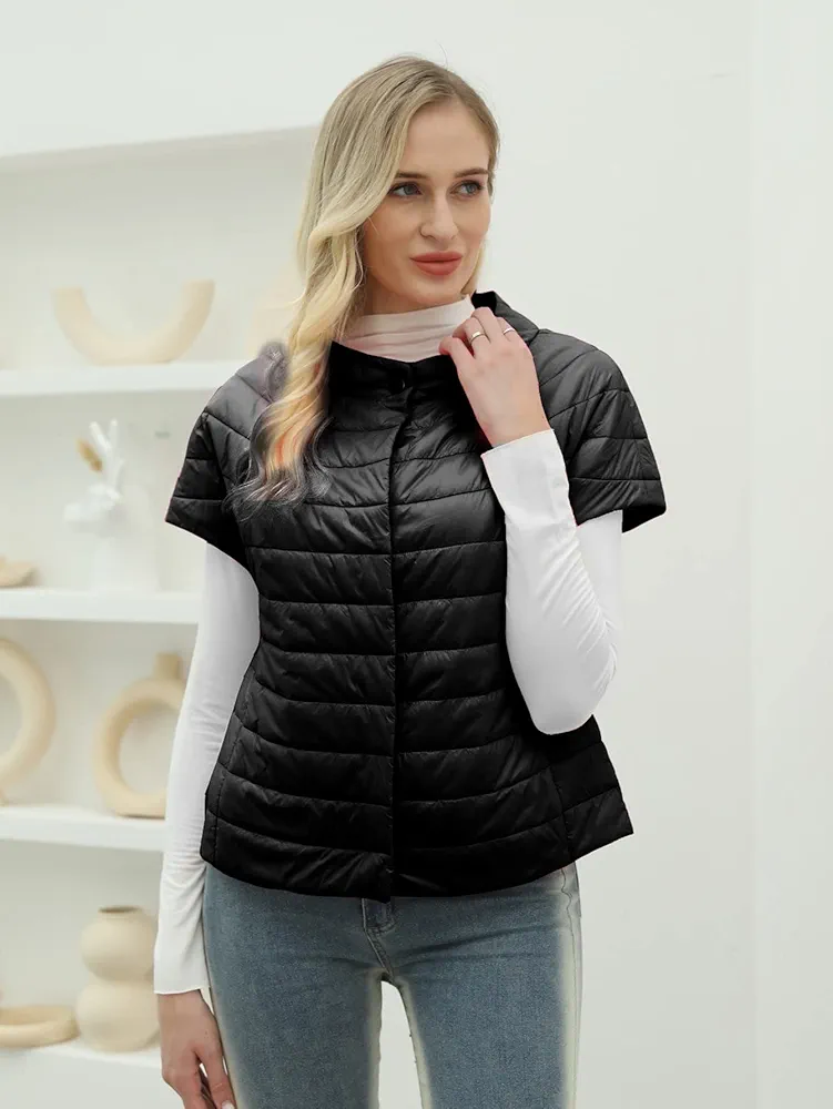 Women's Coat Jacket Warm Comfortable 1pc Button Front Vest Puffer Coat Fashion Charming Unique Lovely (Color : Black, Size : Medium)