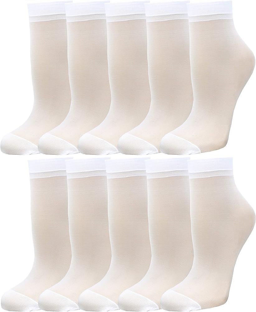 10 Pairs Women's Soft Pantyhose Sheer Ankle High Socks Hosiery