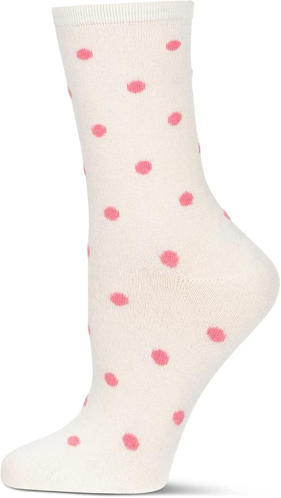 MeMoi Women's Pretty in Polka Dots Cashmere Blend Crew Socks