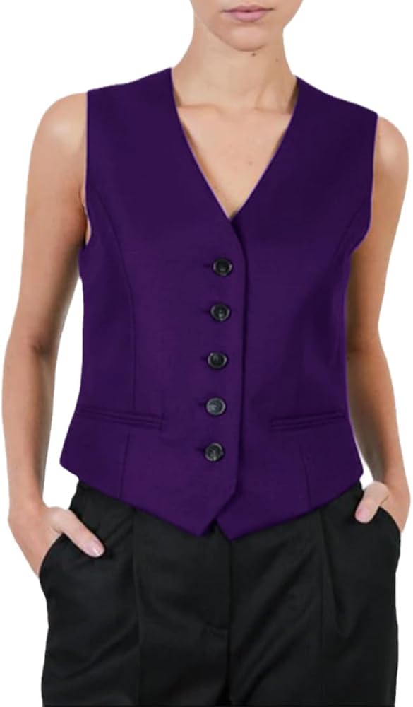 Women's Suit Vest Formal Sleeveless Jacket Casual Business Office Party Versatile V-Neck Coat