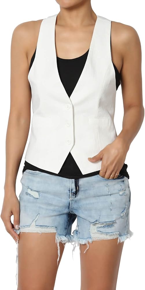 TheMogan Dressy Casual Versatile Racerback Vest Uniform Tuxedo Suit Waistcoat