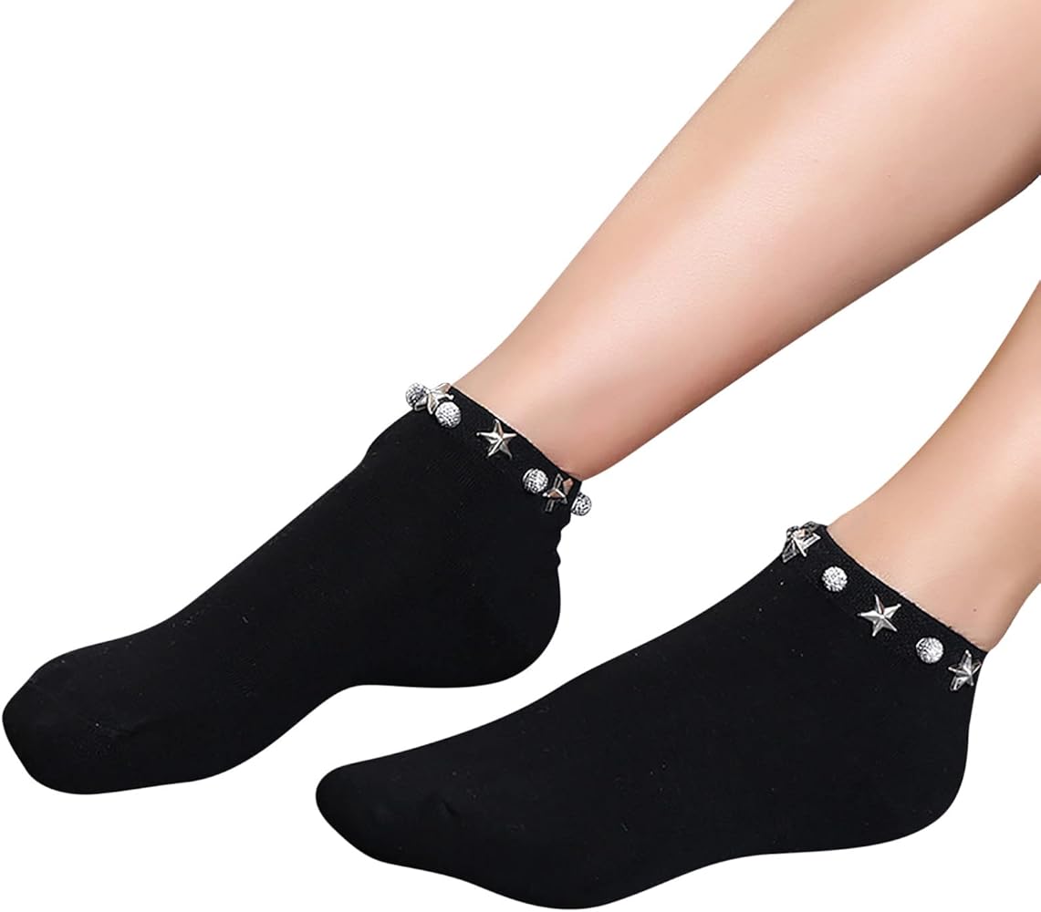 Goth Punk Socks for Women Breathable Fashion Trendy Solid Crew Socks Simple Soft Low Cut Ankle Sock