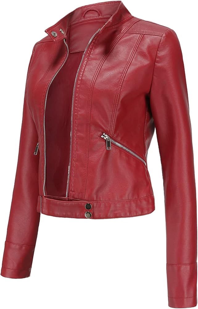 Women Jackets Women Cropped Punk Biker Lapel Ladies Coat Short Zip Tops Women's Coat Cropped Leather Jacket Women