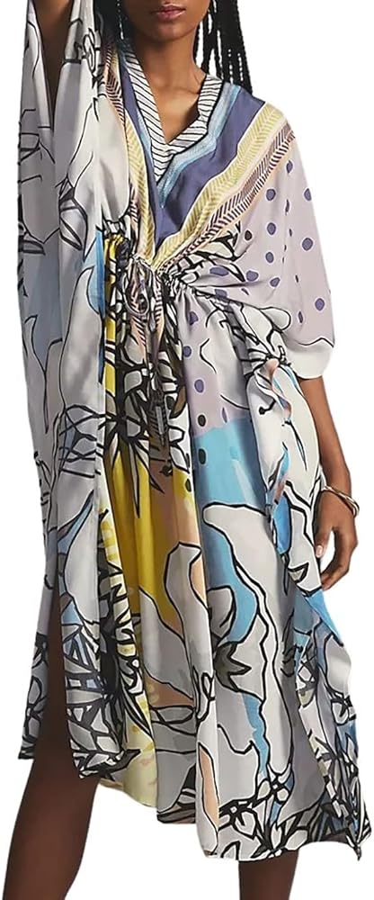 AILUNSNIKA Women's Swimwear Cover Ups Turkish Kaftans Long Swimsuit Cover up Caftan Beach Dress