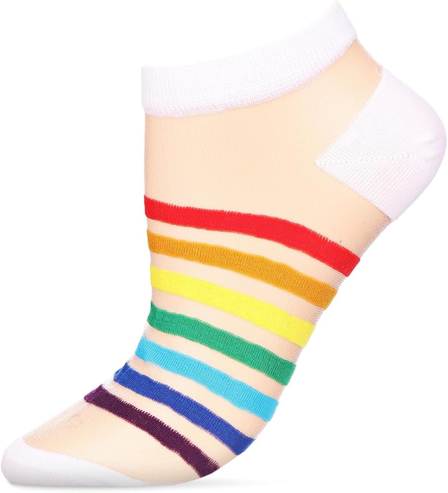 MeMoi Women's See The Rainbow Sheer Cotton Blend Low-Cut Socks