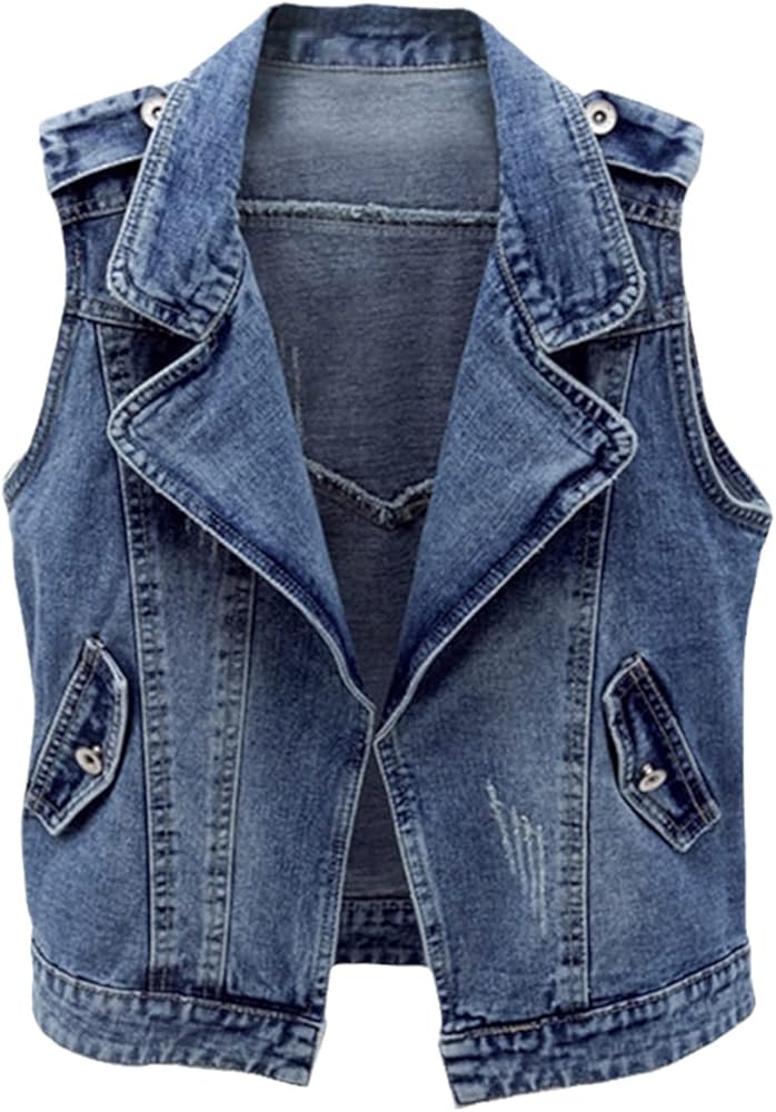 Sleeveless Vintage Denim Jacket Women's Short Outerwear Spring Autumn Jeans Vest Jacket Plus Size Casual Waistcoat