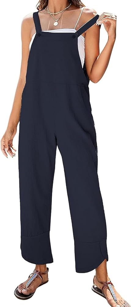 SeekMe Womens Overalls Adjustable Casual Baggy Bib Overalls Jumpsuits with Pocket