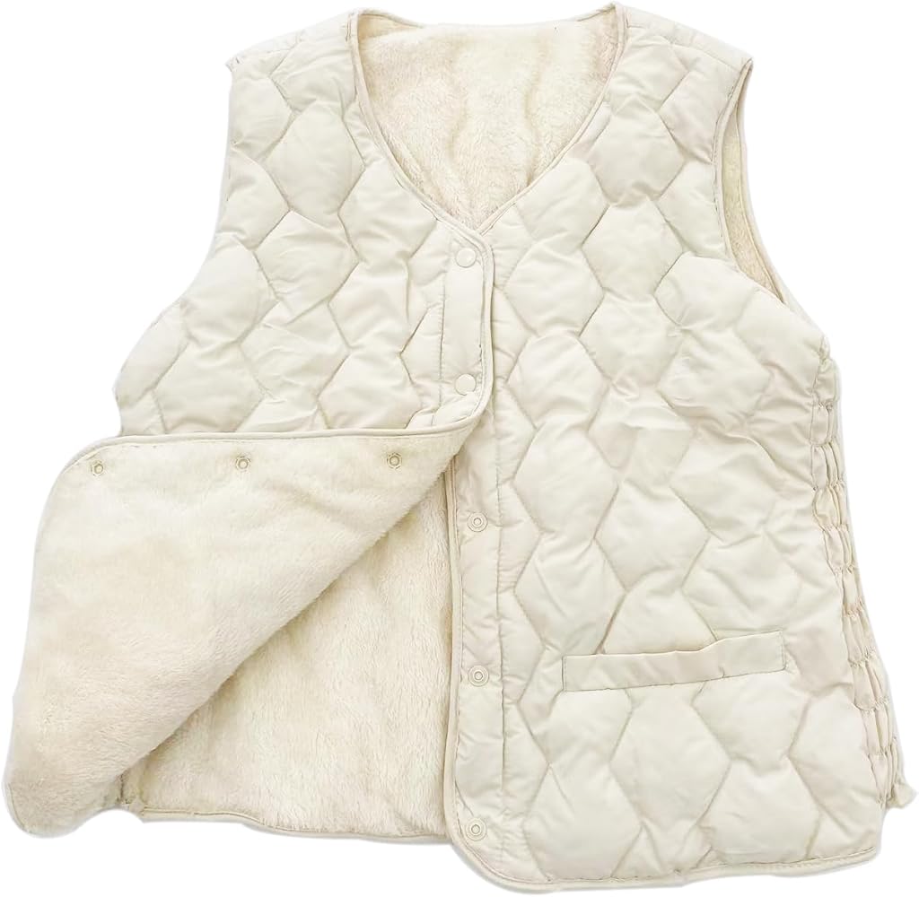 Puffer Vests for Women Lightweight Winter Warm Fleece Outerwear Vest Waistcoat Gilet with Pockets