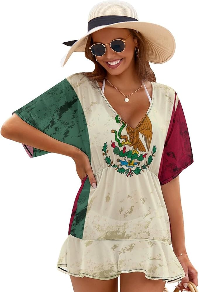 Womens Swimsuit Coverups Sexy V Neck Bathing Suit Cover Ups Casual Loose Cover Up For Swimwear