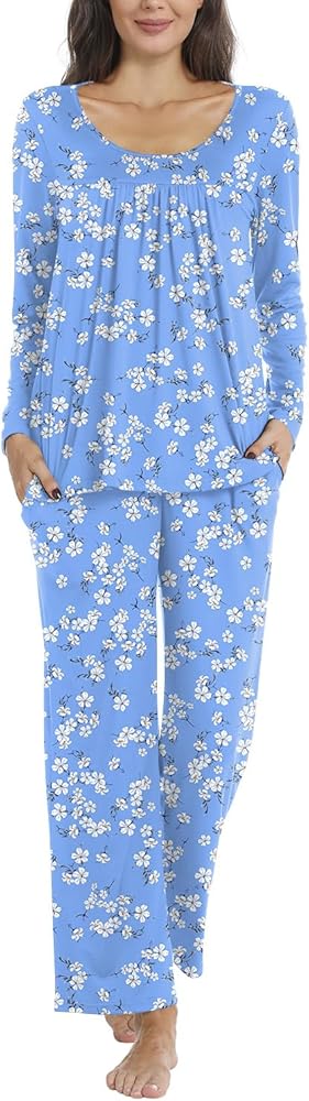 TAOHUADAO Women's Fall Pajama Sets, 2 Piece Lounge Sleepwear Ladies Pjs Sets with Pockets