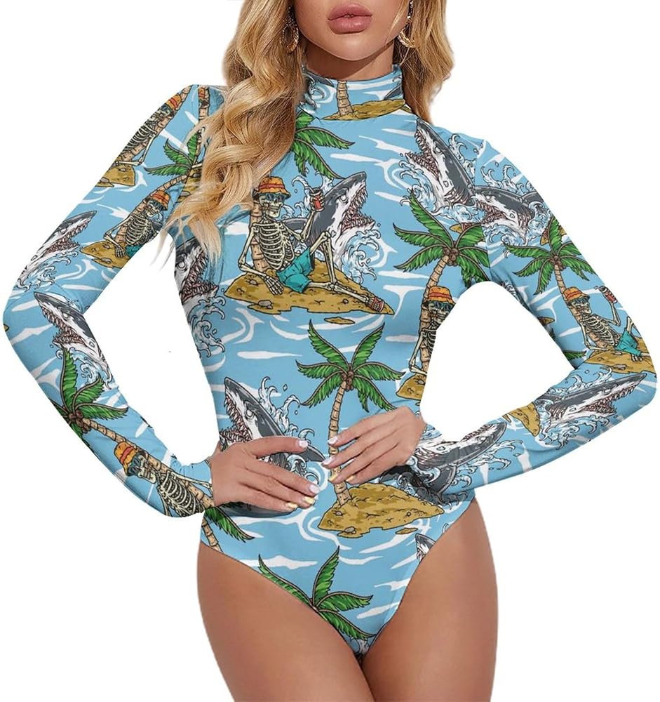 Long Sleeve Bodysuits for Women Mock Turtle Neck Bodysuit Going Out Tops