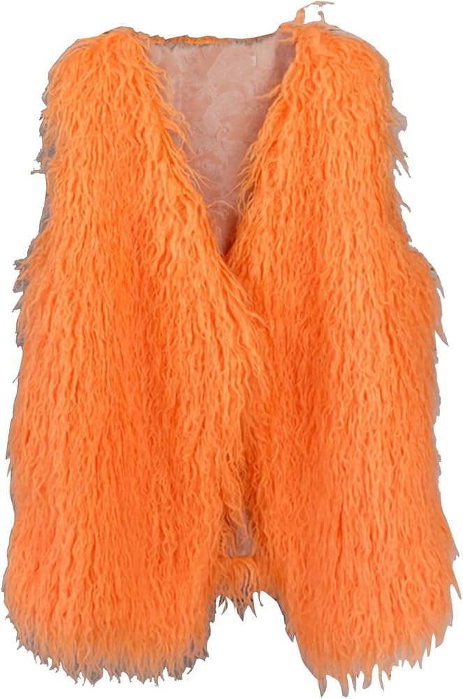 Women's Fluffy Faux Fur Vest,Shaggy Cropped Short Jacket Coat