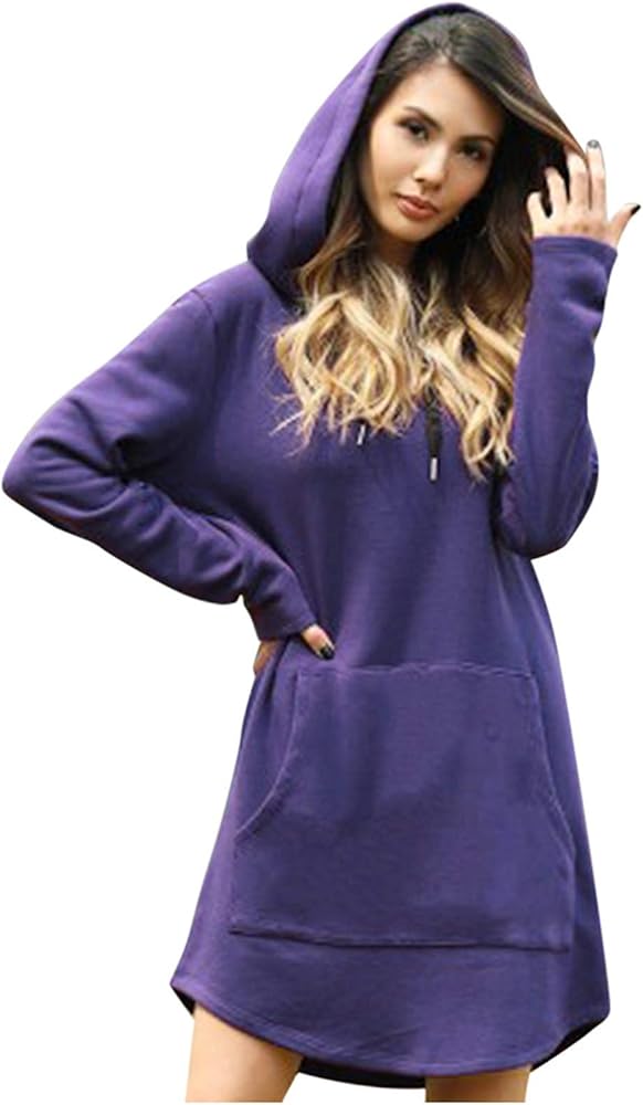 RMXEi trench coats for women Women Long Length Loose Casual Solid Drawstring Hoodie Pullover With Big Pocket