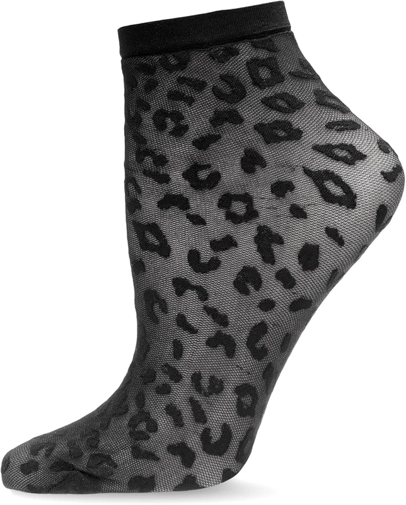 MeMoi Women's Wild and Free Leopard Print Sheer Anklet Sock