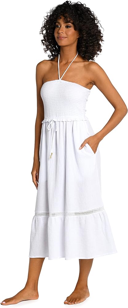 La Blanca Women's Tie Front Dress Swimsuit Cover Up, White//Seaside Covers, XL