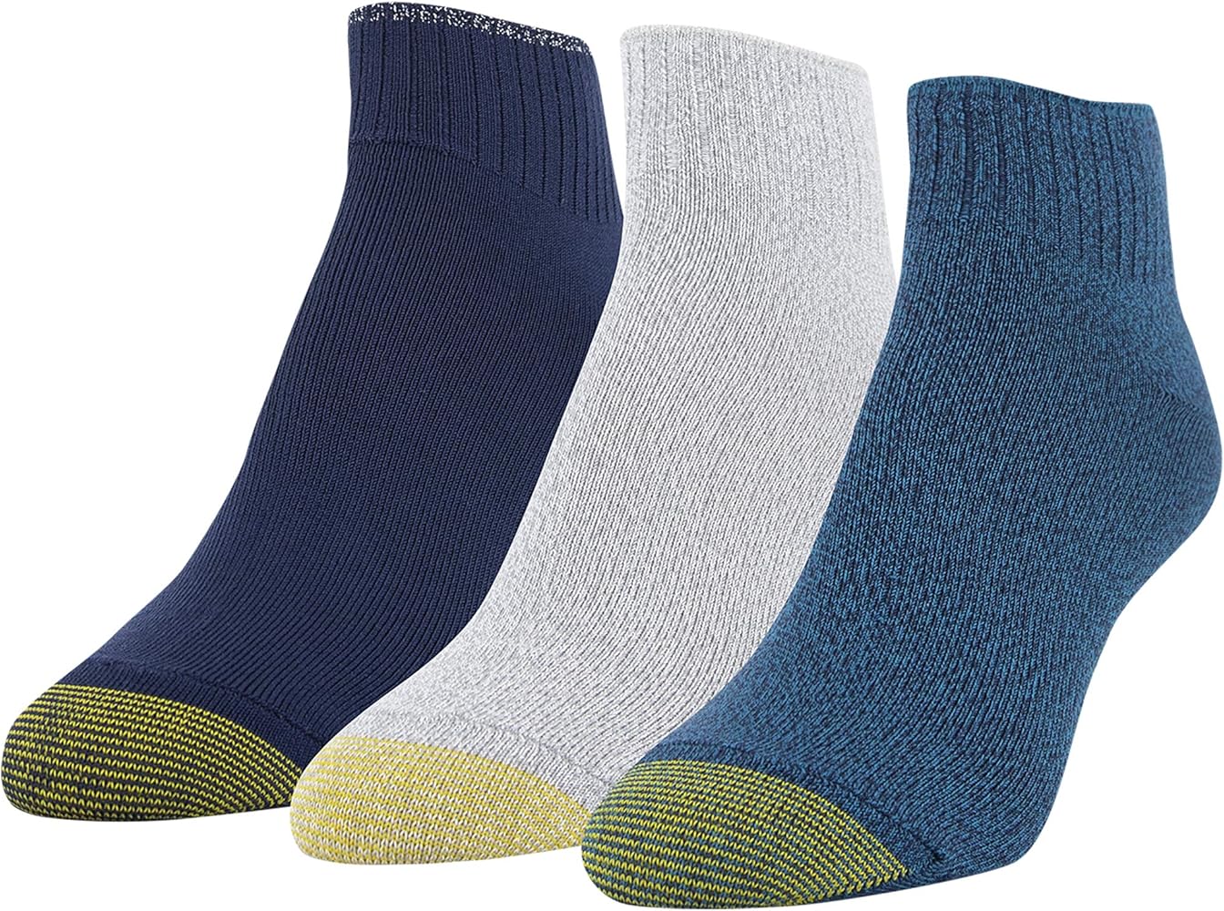 Gold Toe Women's Ultra Soft Quarter Socks, 3 Pairs, Deep Teal, Light Grey Heather, Peacoat, Shoe Size: 6-9