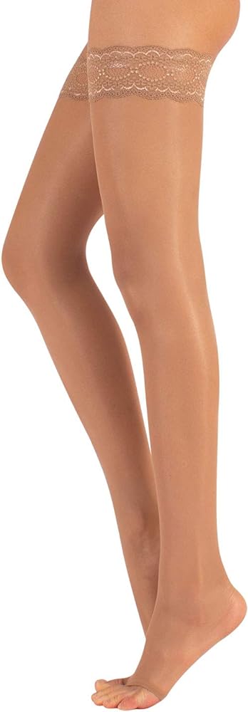 CALZITALY Open Toe Hold Ups, Sheer Toeless Stockings for Summer Days and Nights, S-M, L-XL, Black, Natural