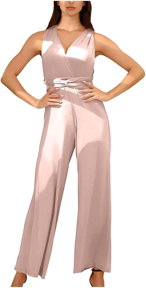 Women's Wide Leg Pants O-Neck Multi Color Printing Loose T Shirt Suit Shorts Piece Set Wedding Jumpsuit, S-XL