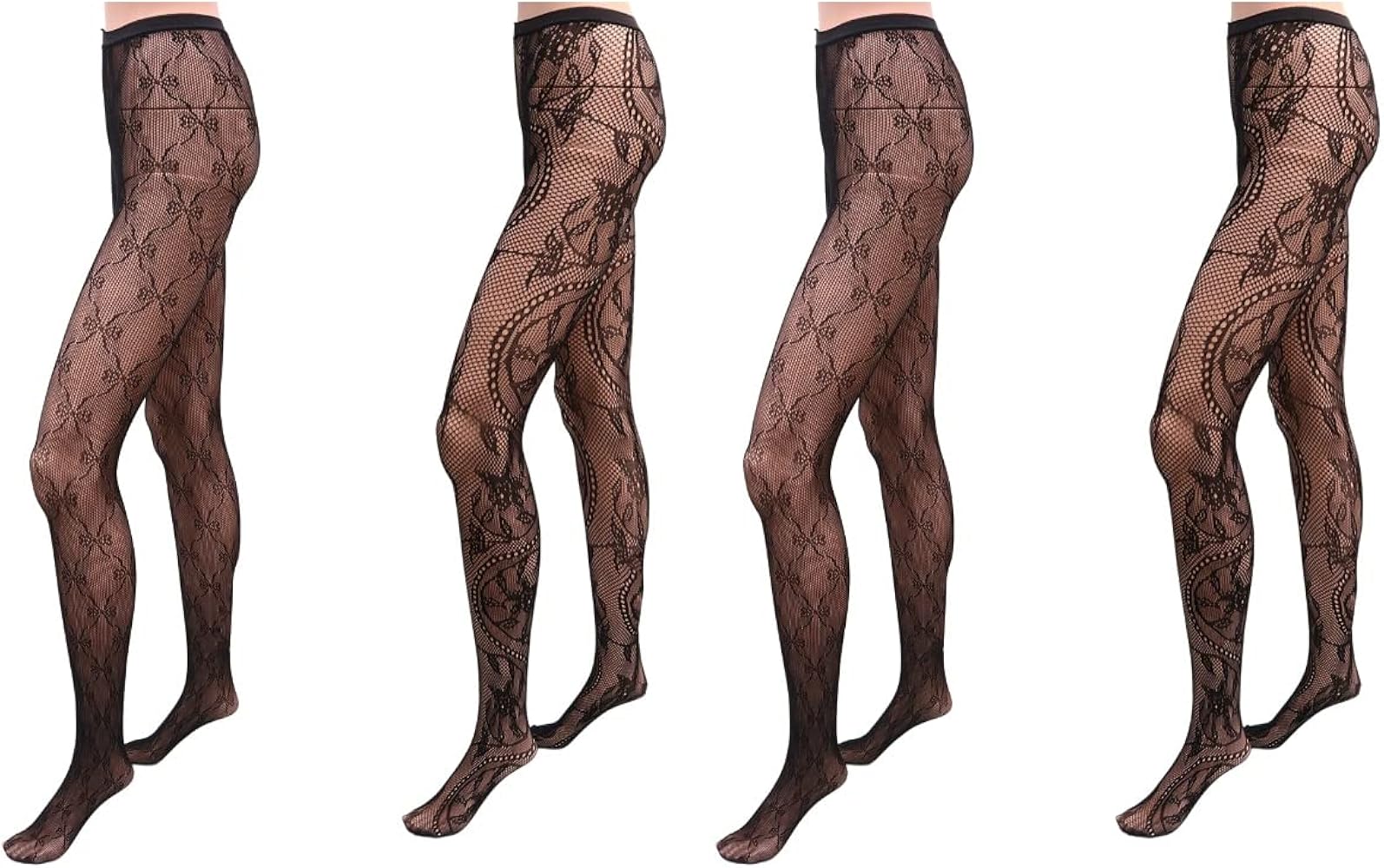 Sosoport 4 Pcs Body Suits Tights Black Lace Bodysuit Net Tights Women Mesh Tights Fishnet Hosiery Woman Mesh Pantyhose Woman Net Stockings Fishnet Stockings High Socks Fishing Net