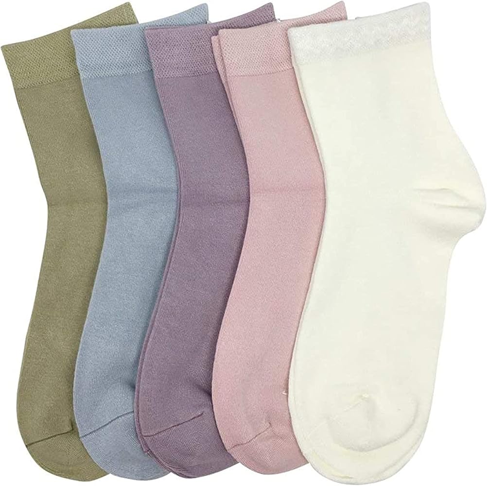 SERISIMPLE Women Thin Viscose Bamboo Socks Crew Lightweight Above Ankle Casual Dress Sock For Ladies Bootie Trouser 5 Pairs