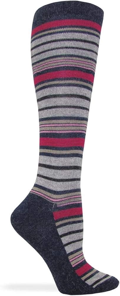 Ladies Angora Stripe Knee High Socks 1 Pair Pack