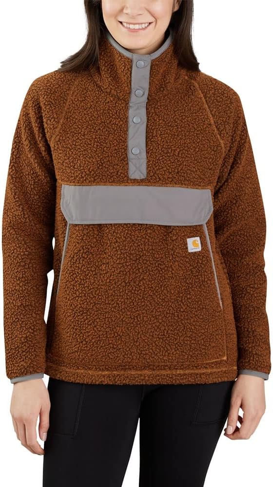 Carhartt Women's 104922 Women's Fleece Quarter Snap Front Jacket - XX-Large - Burnt Sienna/Black Heather