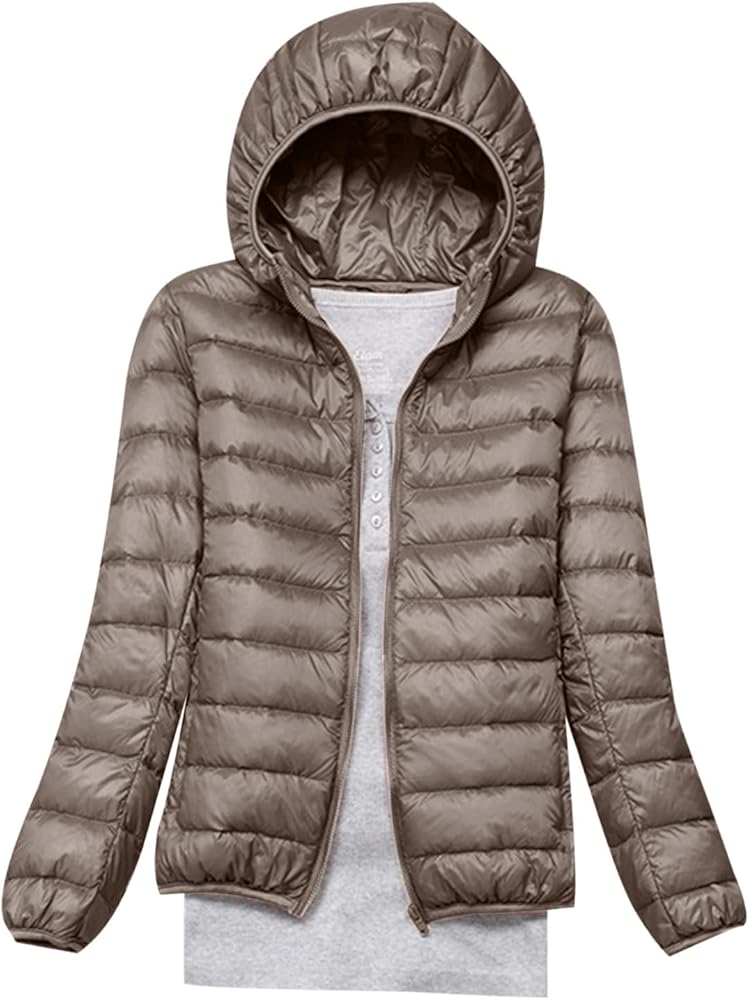 Women's Winter Packable Down Jackets Plus Size Ultralight Short Down Outerwear Puffer Jacket Hooded Comfy Warm Coats