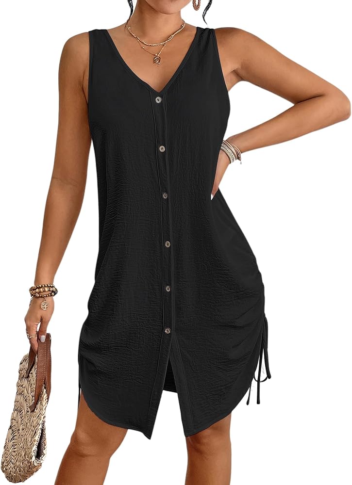 Bsubseach Swimsuit Coverup for Women V Neck Sleeveless Beach Dresses 2024 Vacation Outfits