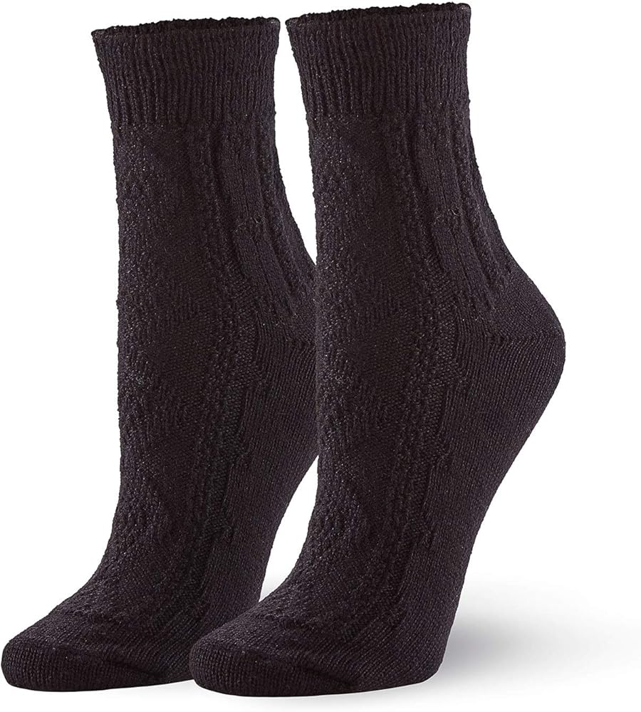 HUE Women's Lightweight Wool Frilly Cable Sock