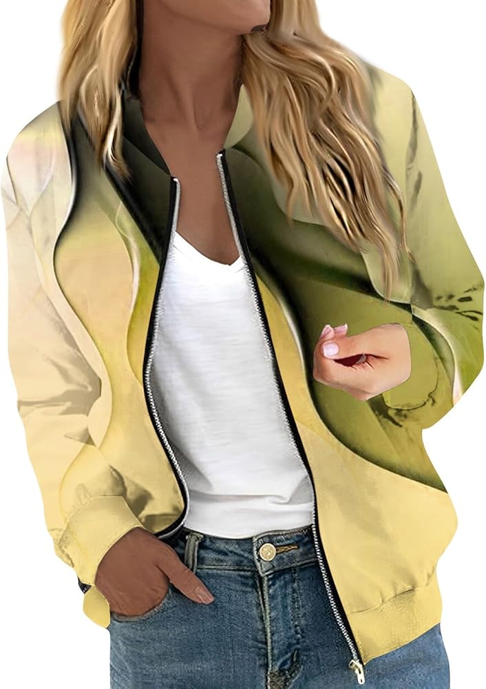 Stylish Lightweight Jackets for Women Bomber Jacket Coat Stand Collar Lightweight Short Outwear Tops