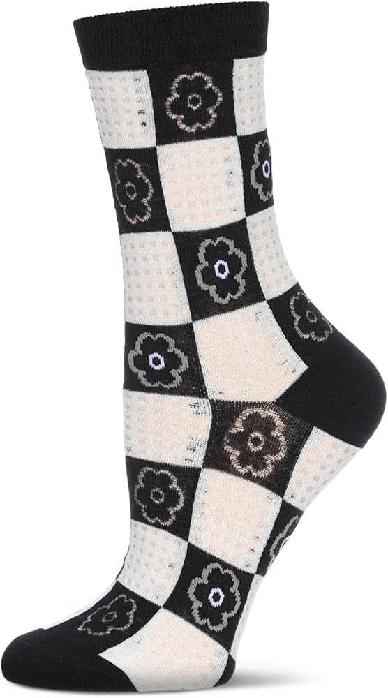 MeMoi Women's Daisy Squared Crew Socks