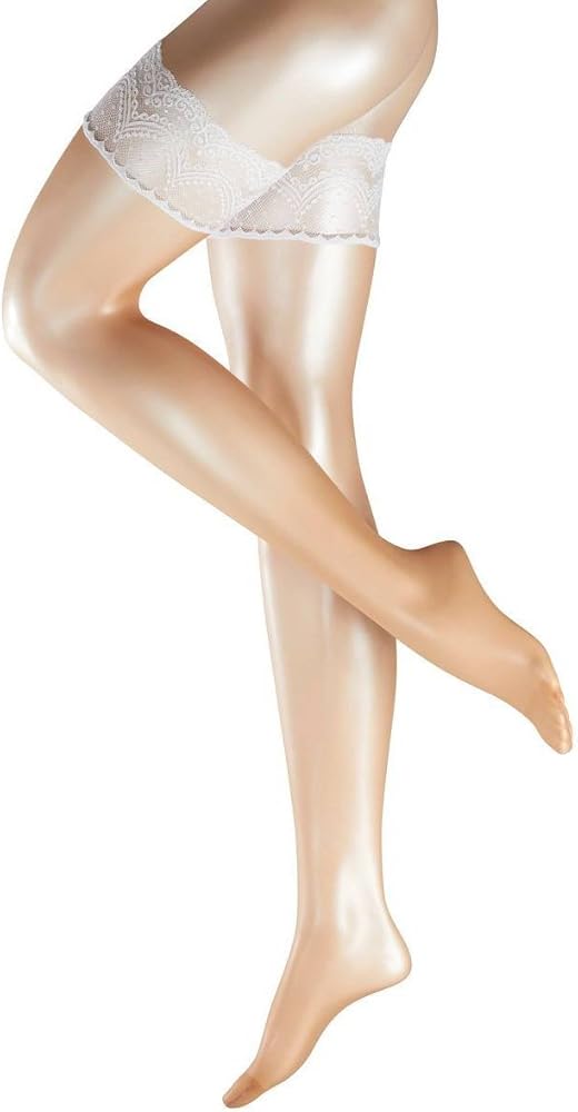 FALKE Womens Deluxe Matte 8 Denier Stay Up Stockings - Brasil/White - Small