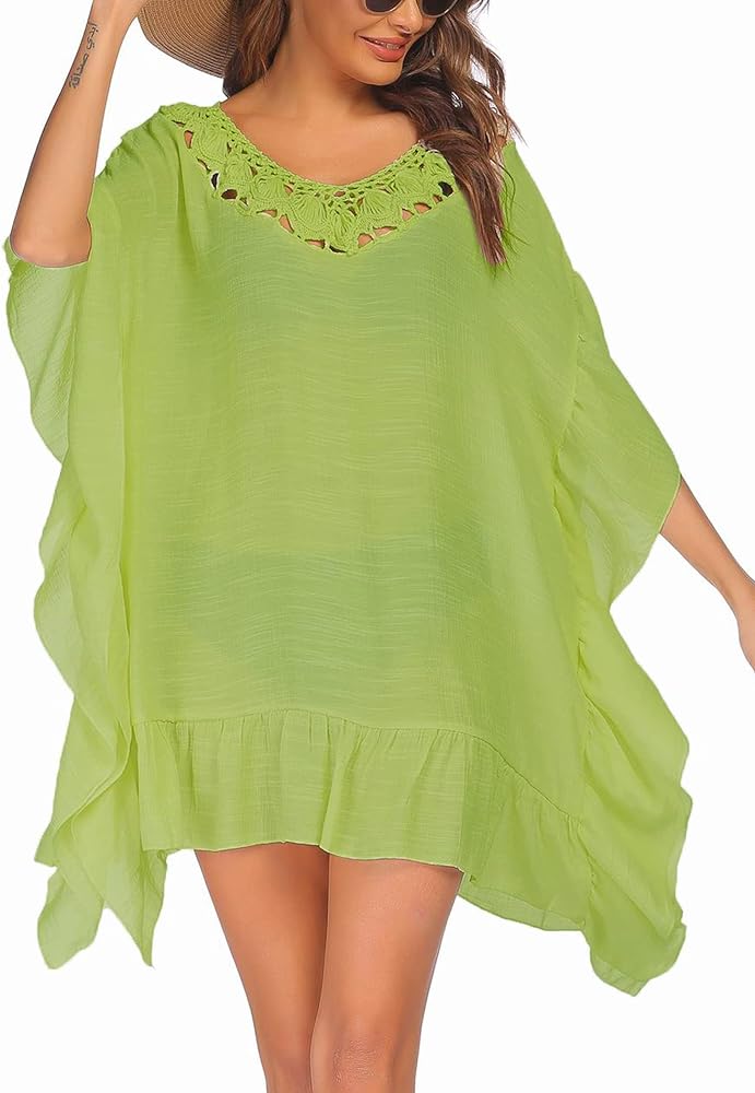 Ekouaer Women Crochet Neck Beach Cover Up