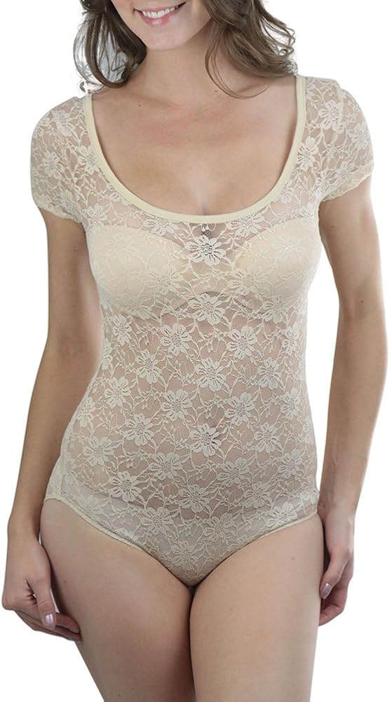 ToBeInStyle Women's Allover Lace and Basic Bodysuit Tops