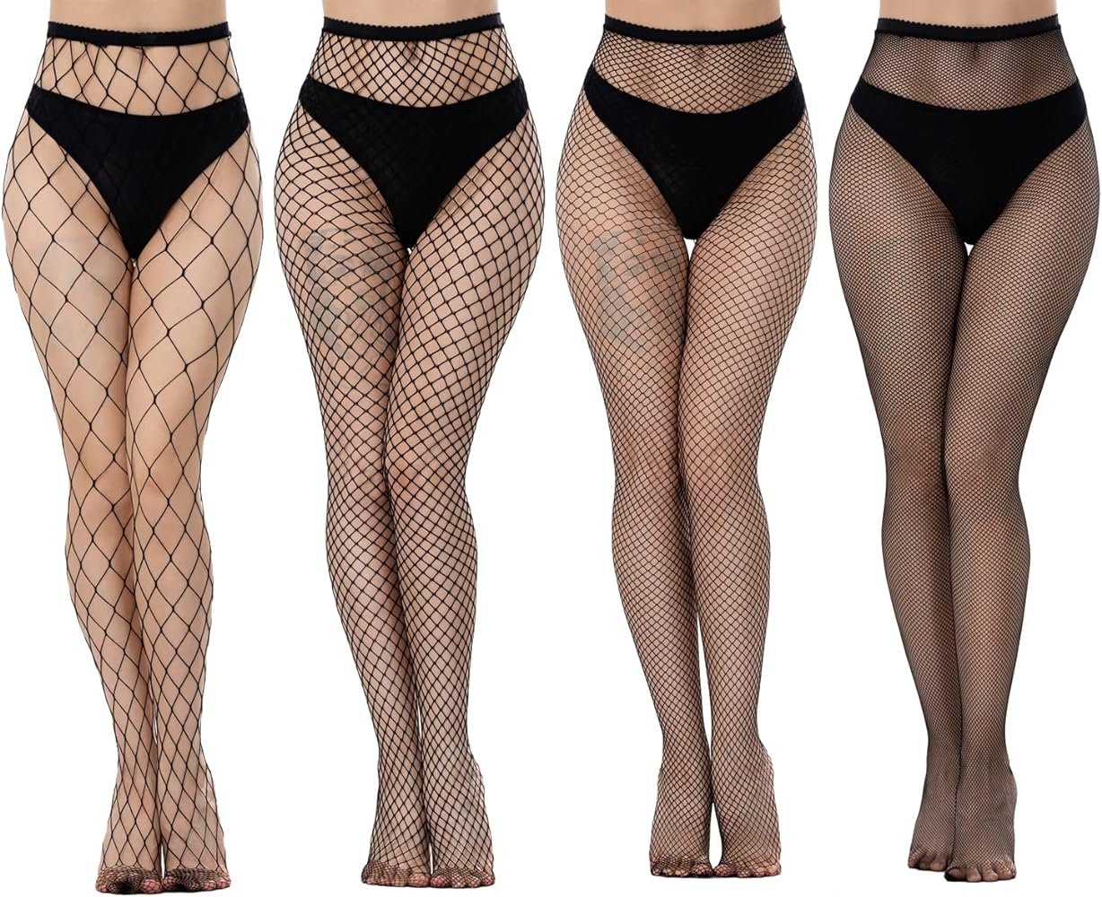 JoMaKaC Women's High Waisted Tights Fishnet Stockings Thigh High Pantyhose