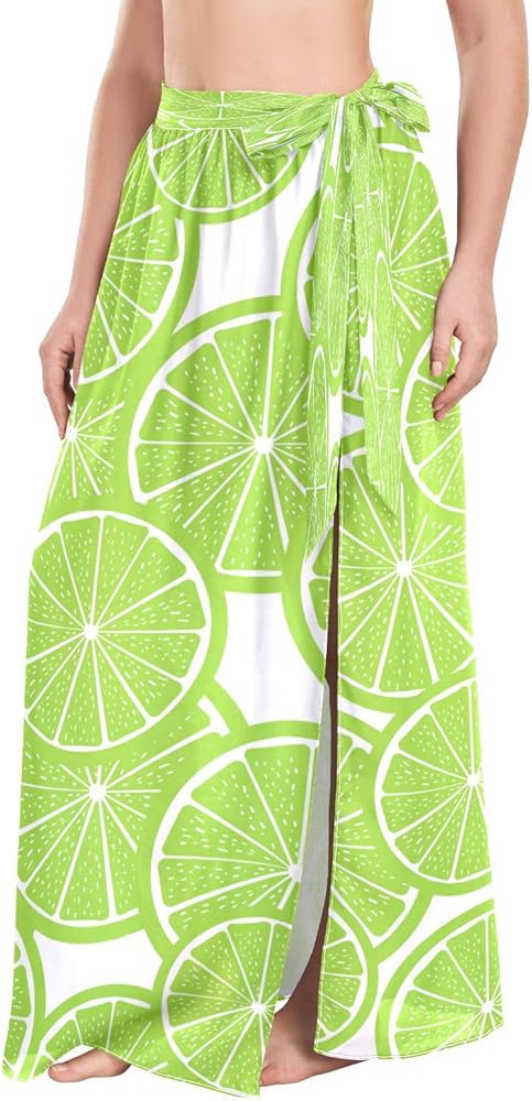 Citrus Lime Green Women's Beach Cover Up Wrap Maxi Skirt Sarong Swimsuit Bikini Cover-ups M