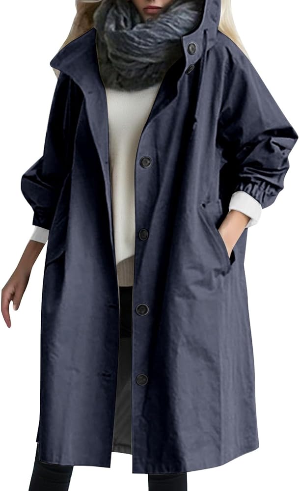 2023 Women's Trench Coat Long Double-Breasted Fall Fashion Windbreaker Jackets Classic Lapel Slim Overcoat Outerwear