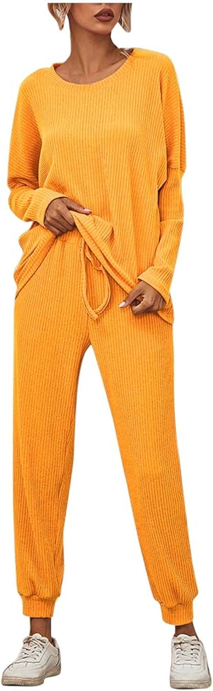 Women's Lounge Set Winter Fashion Solid Color Full Sleeve Casual Suit Jogger Set, S-2XL